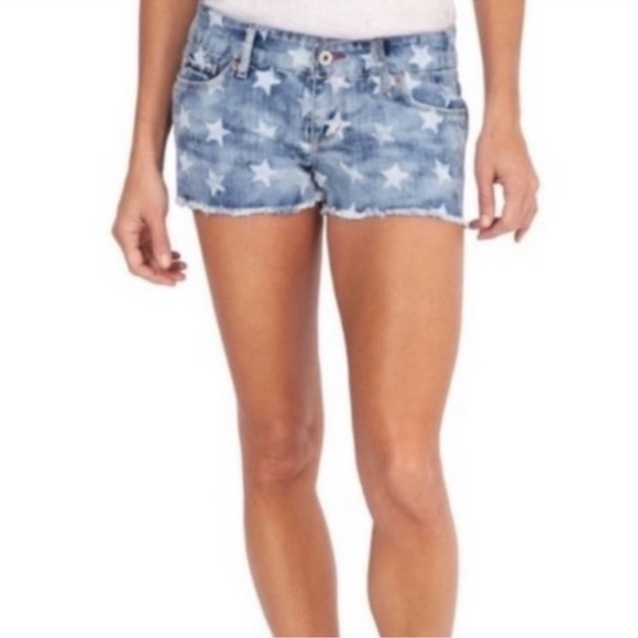 LEVI'S Shorty Shorts Starry Night Blue Frayed Denim Shorts - Picture 1 of 10